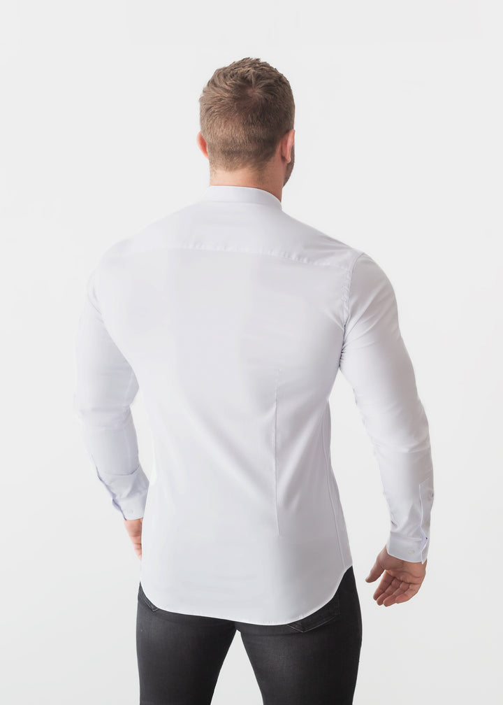Grandad Collar White Tapered Fit Bodybuilder Shirt