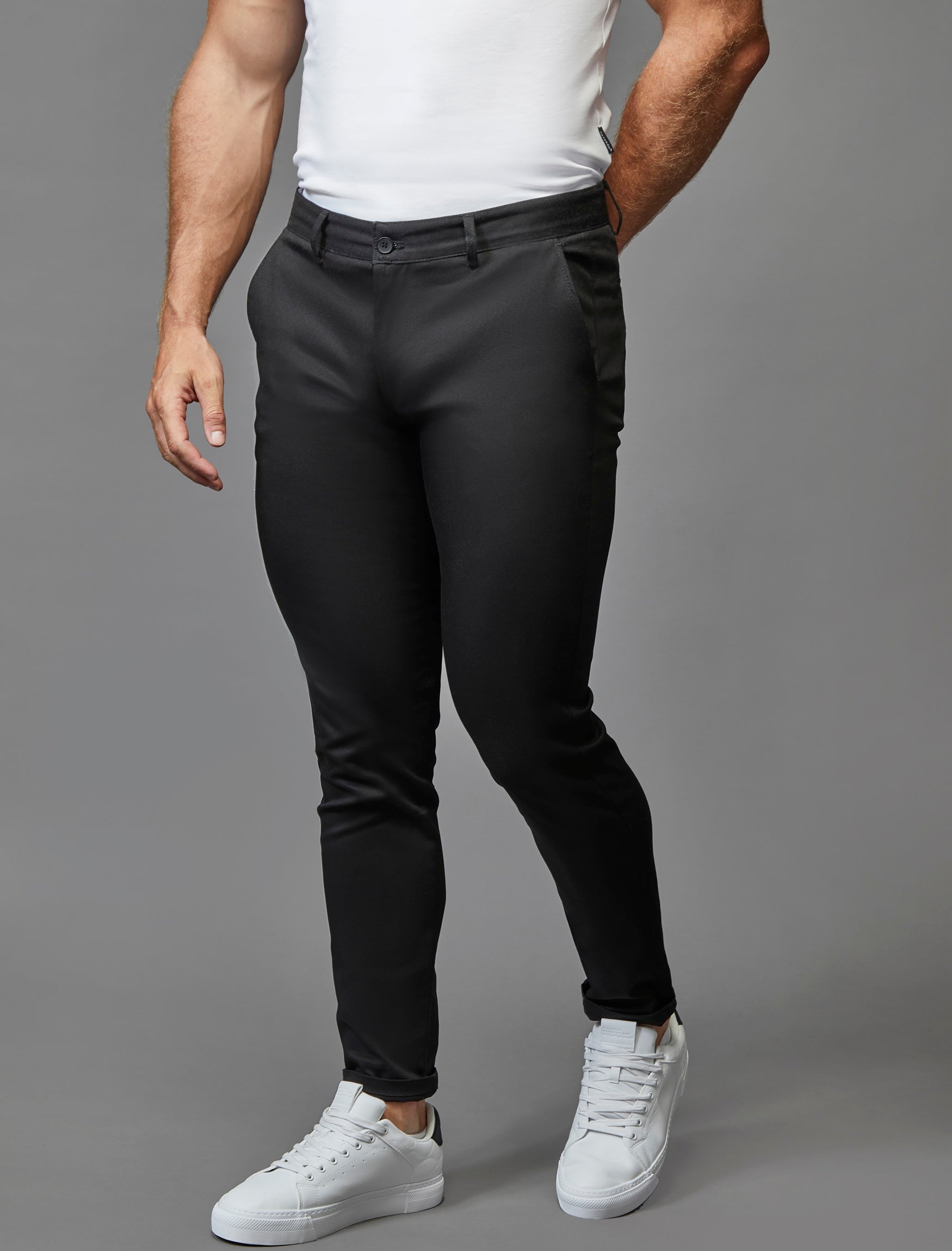 Black Athletic Fit Stretch Chinos