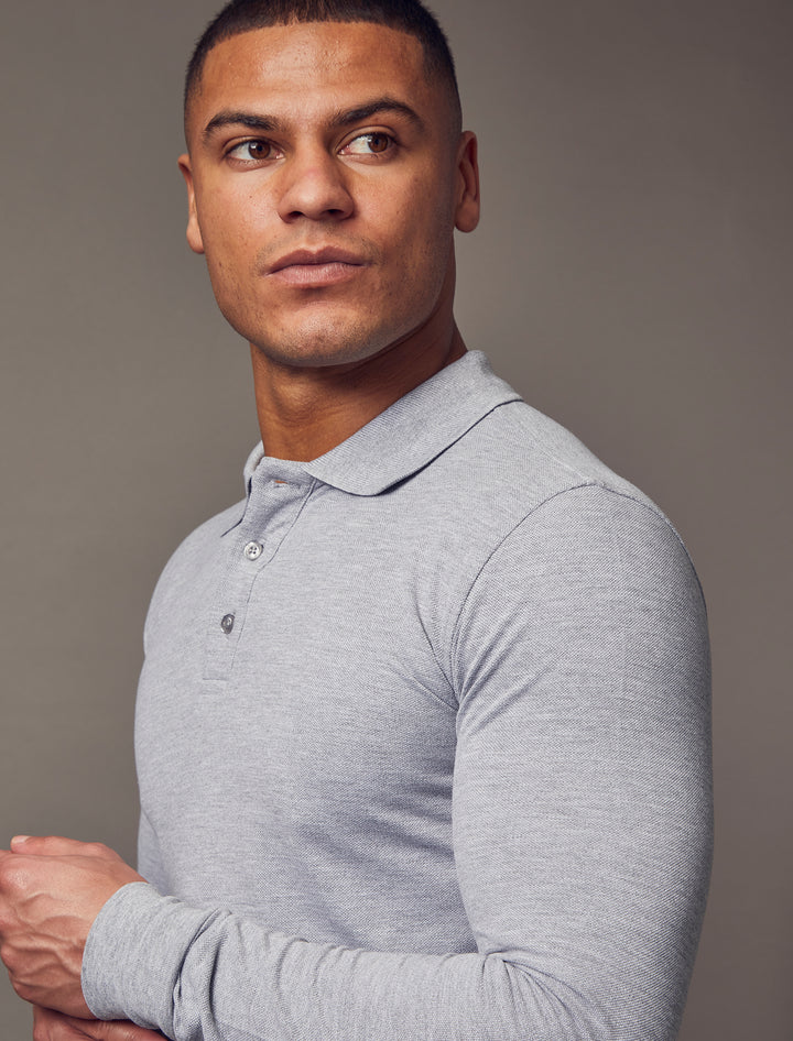  Grey polo shirt with a muscle fit from Tapered Menswear, showcasing the tapered design and superior quality tailored for today's man.