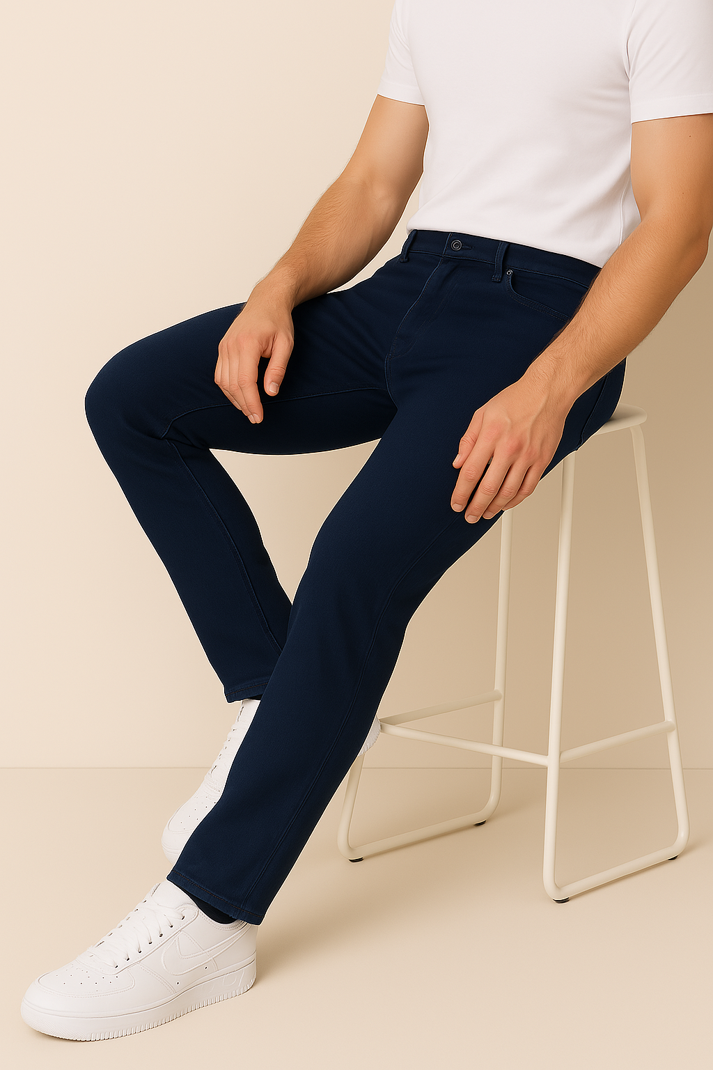 Navy Tapered Fit Jeans