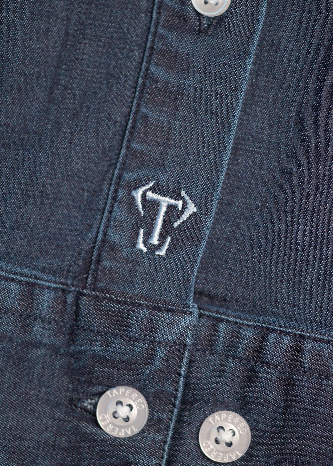 Navy Denim Tapered Fit Bodybuilder Shirt