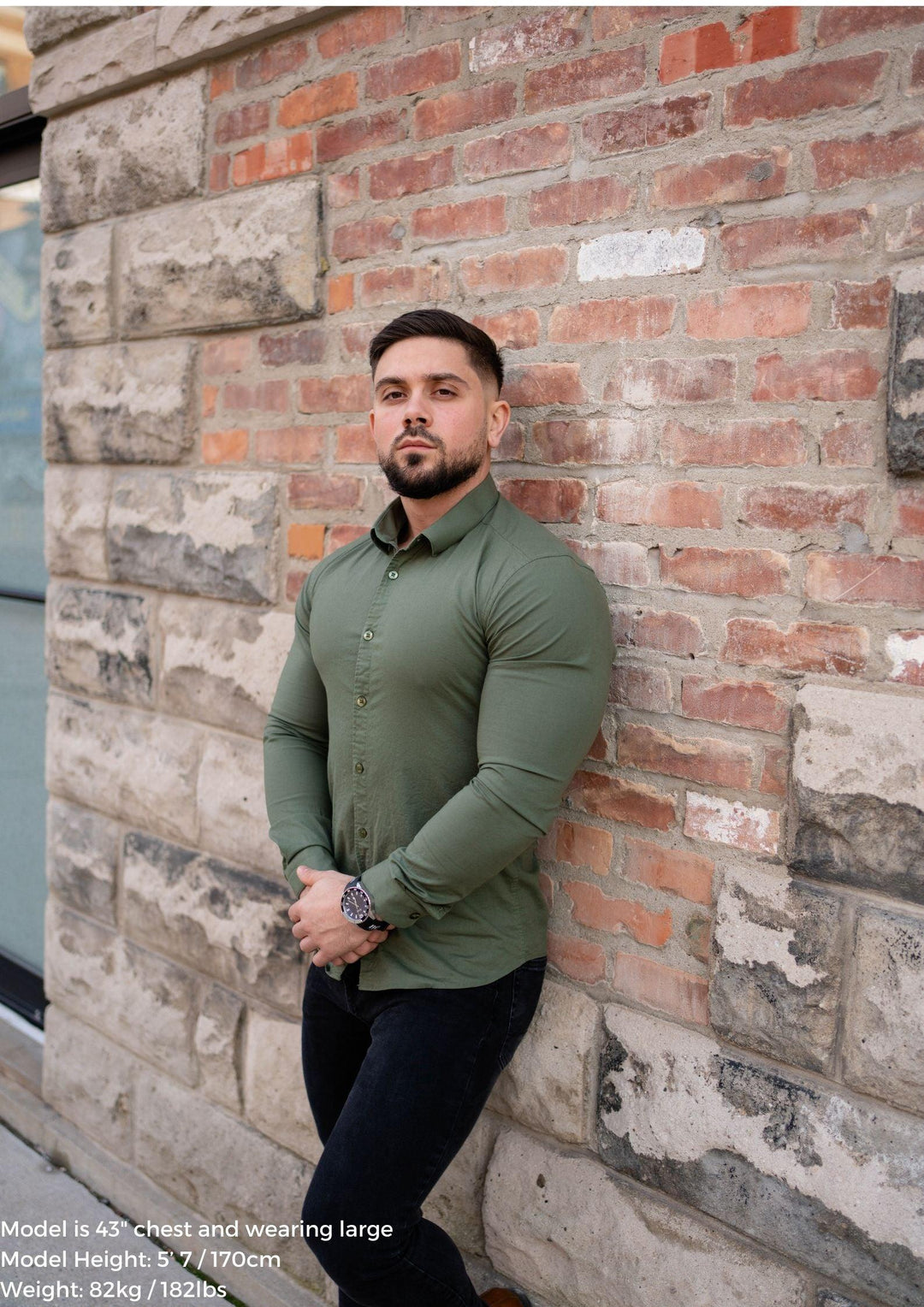 Olive Tapered Fit Bodybuilder Shirt