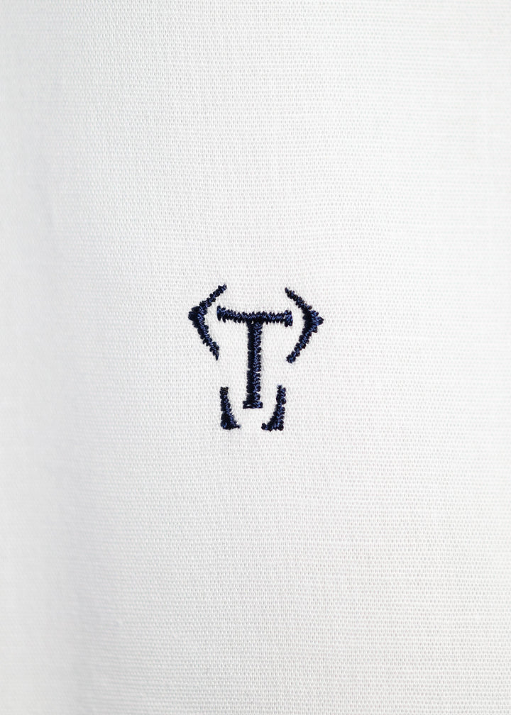 Grandad Collar White Tapered Fit Bodybuilder Shirt
