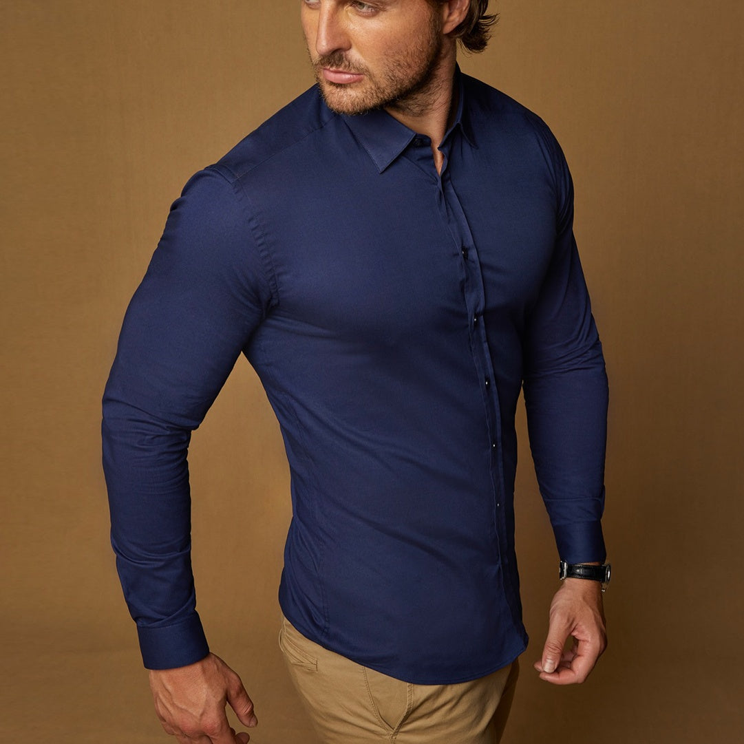 B91xZ Work Shirts For Men Men's Muscle Turn Down Collar Shirts