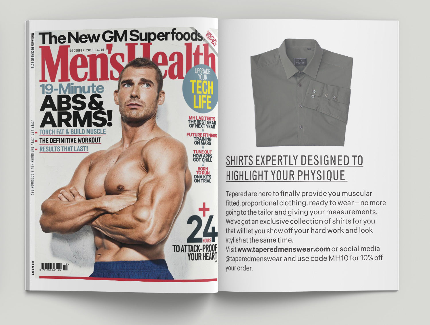 Tapered menswear feature in mens health magazine