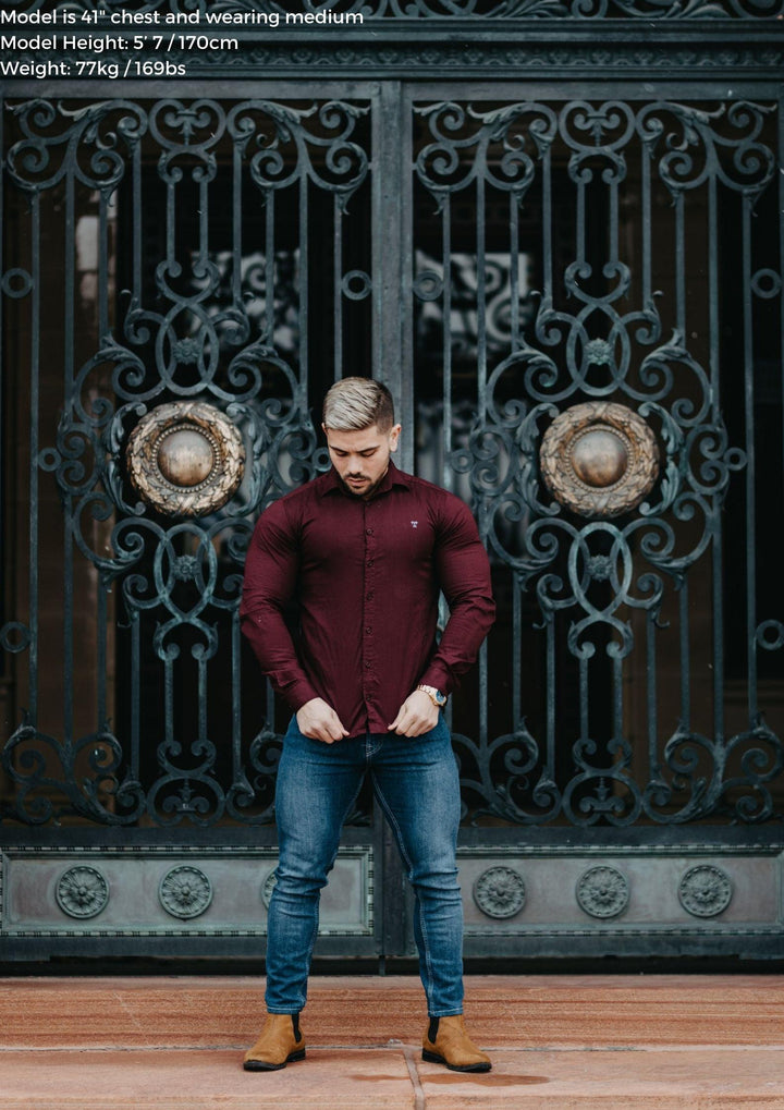 (OUTLET) Burgundy Tapered Fit Shirt
