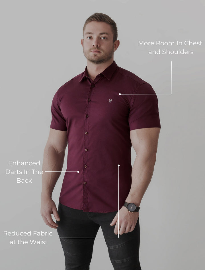 Burgundy Short Sleeve Tapered Fit Shirt