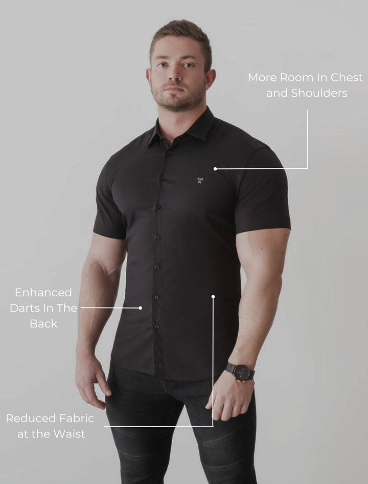 Black Short Sleeve Tapered Fit Shirt