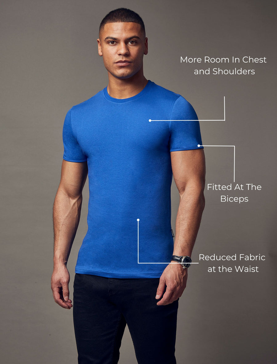Indigo Blue Tapered Fit T-Shirt - Blue Muscle Tee | Tapered Menswear