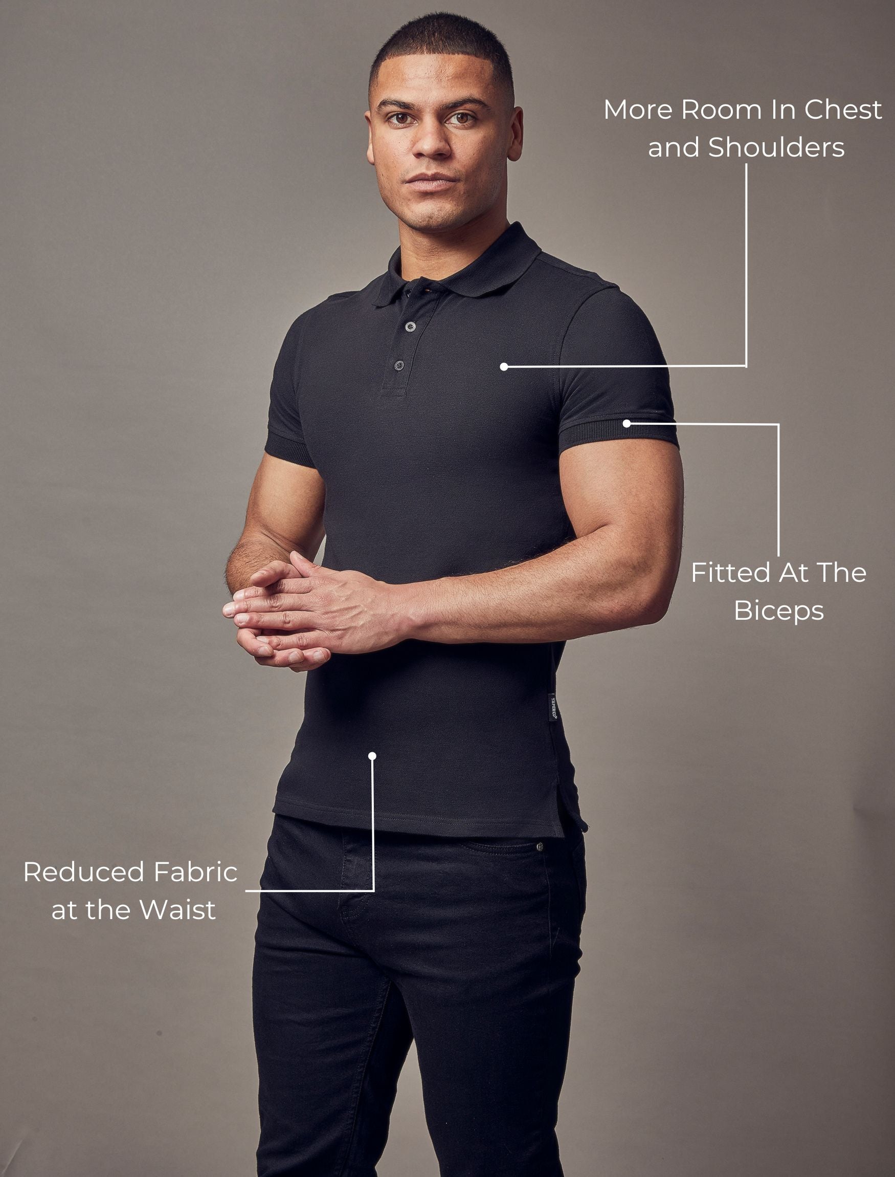 Black polo 2024 shirt sleeve