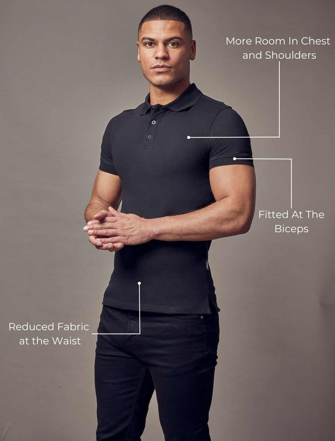 Short Sleeve Black Tapered Fit Polo Shirt