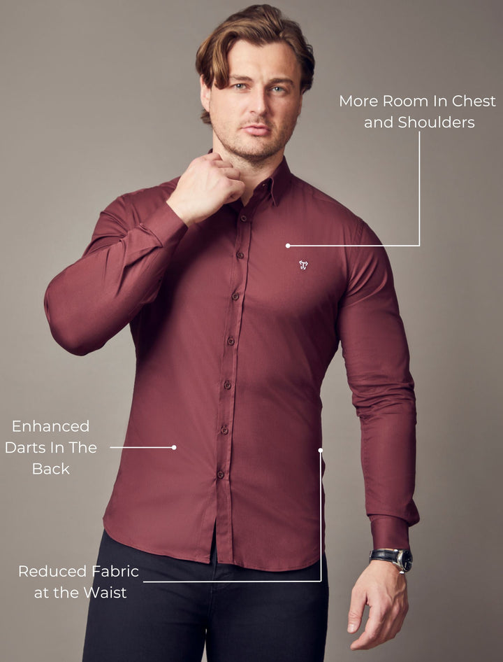 (OUTLET) Burgundy Tapered Fit Shirt