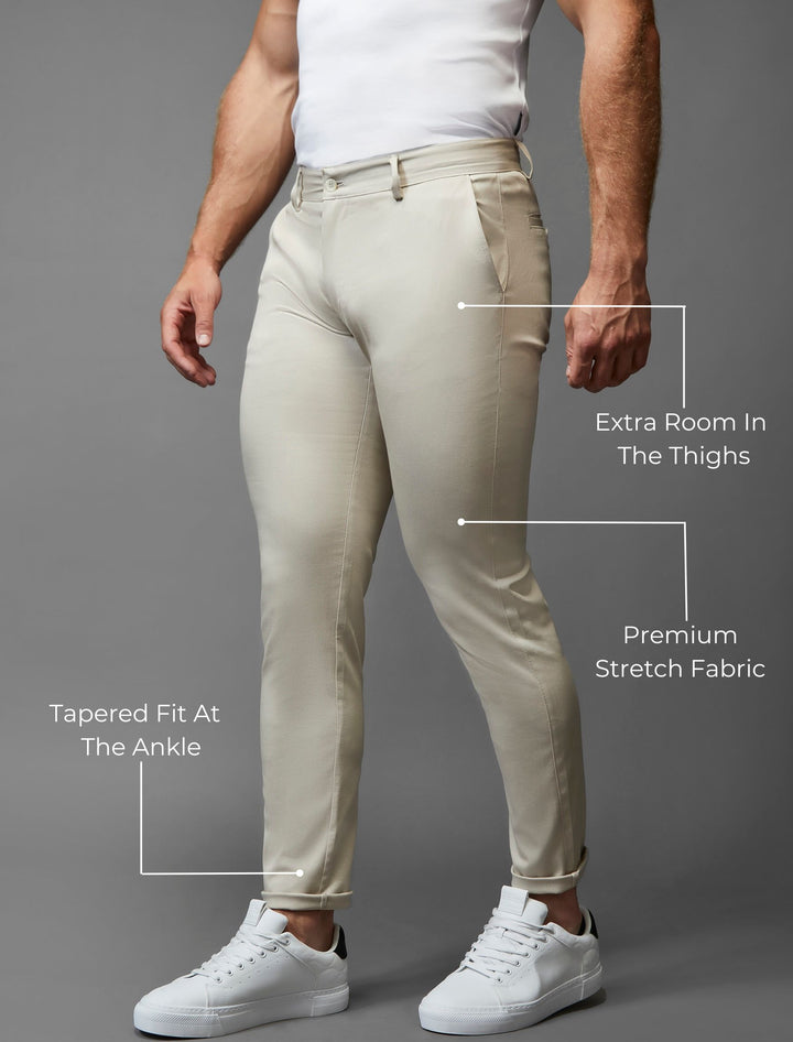 Beige Tapered Fit Chinos
