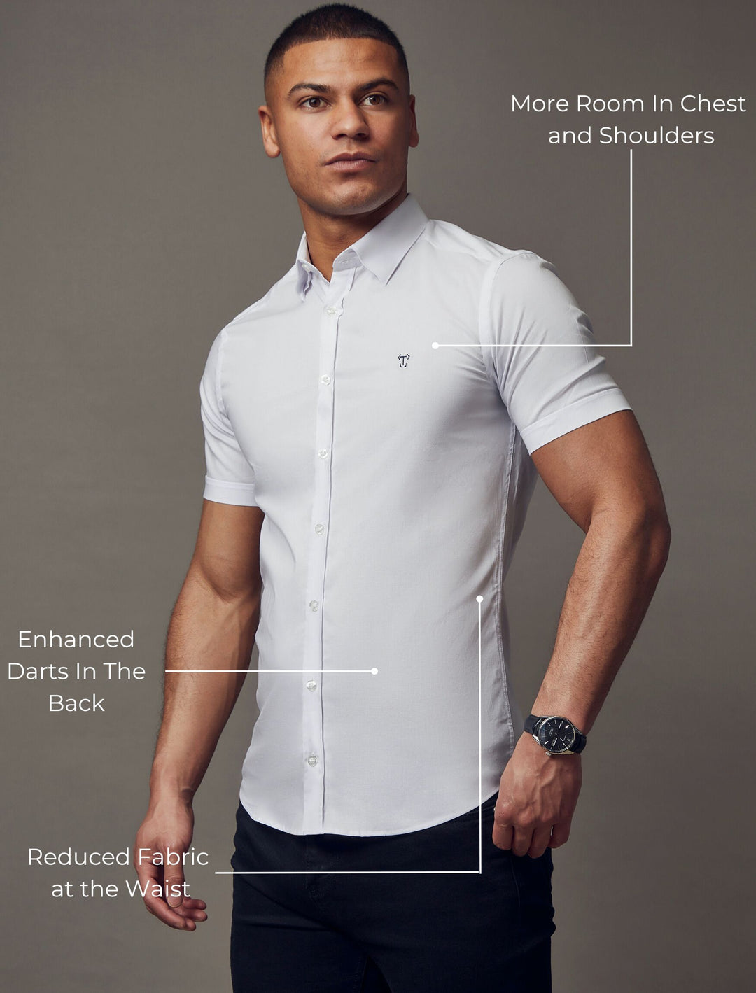 White Short Sleeve Tapered Fit Shirt