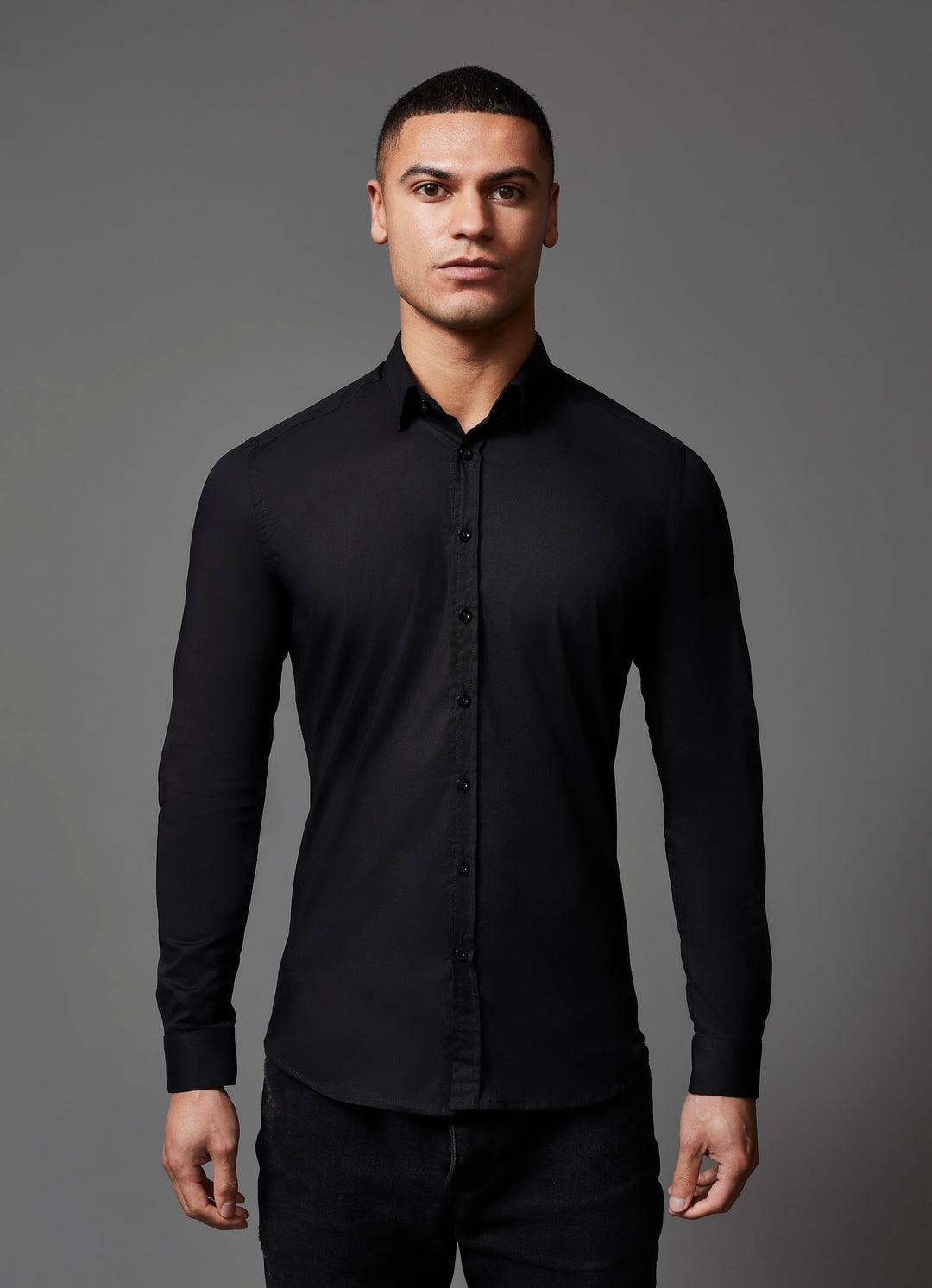 Black Tapered Fit Shirt