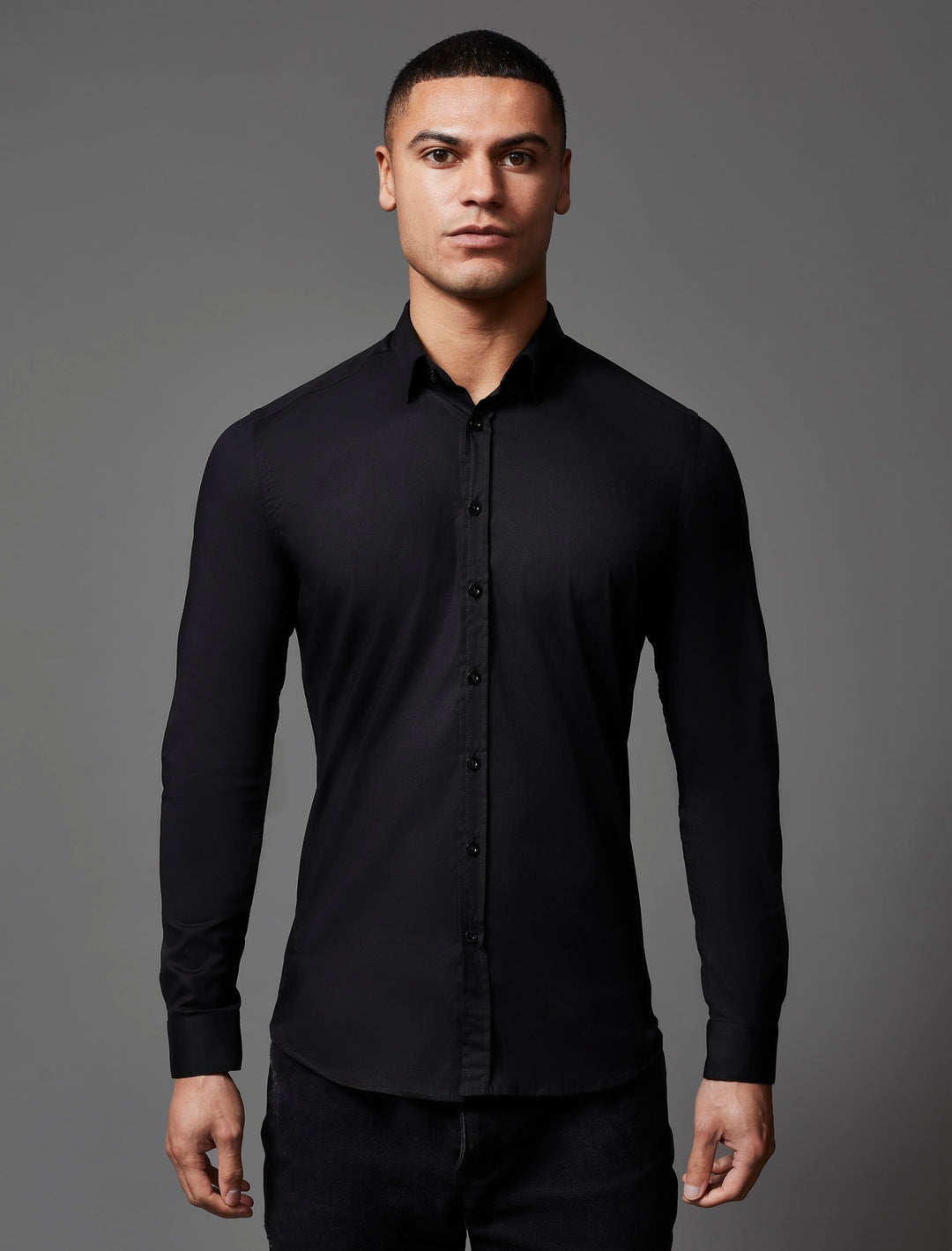 Black Tapered Fit Shirt