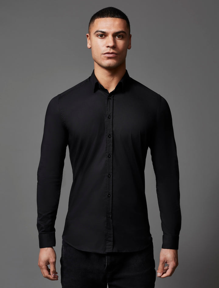 Black Tapered Fit Shirt