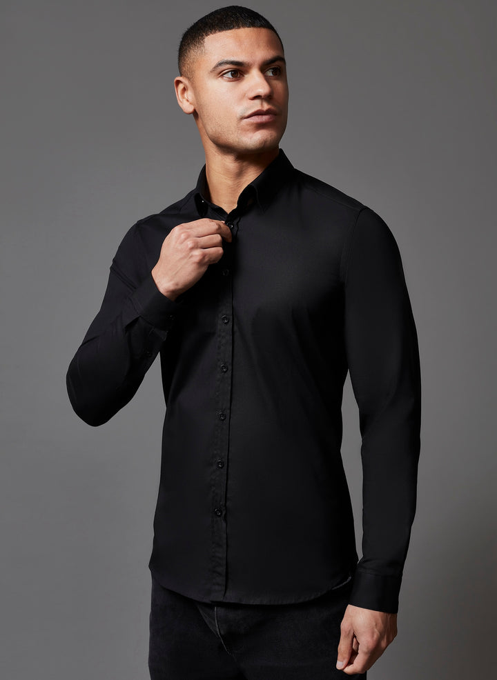 Black Tapered Fit Shirt