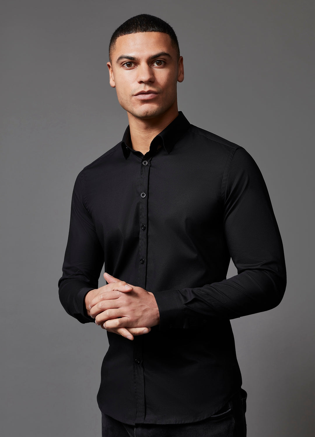 Black Tapered Fit Shirt