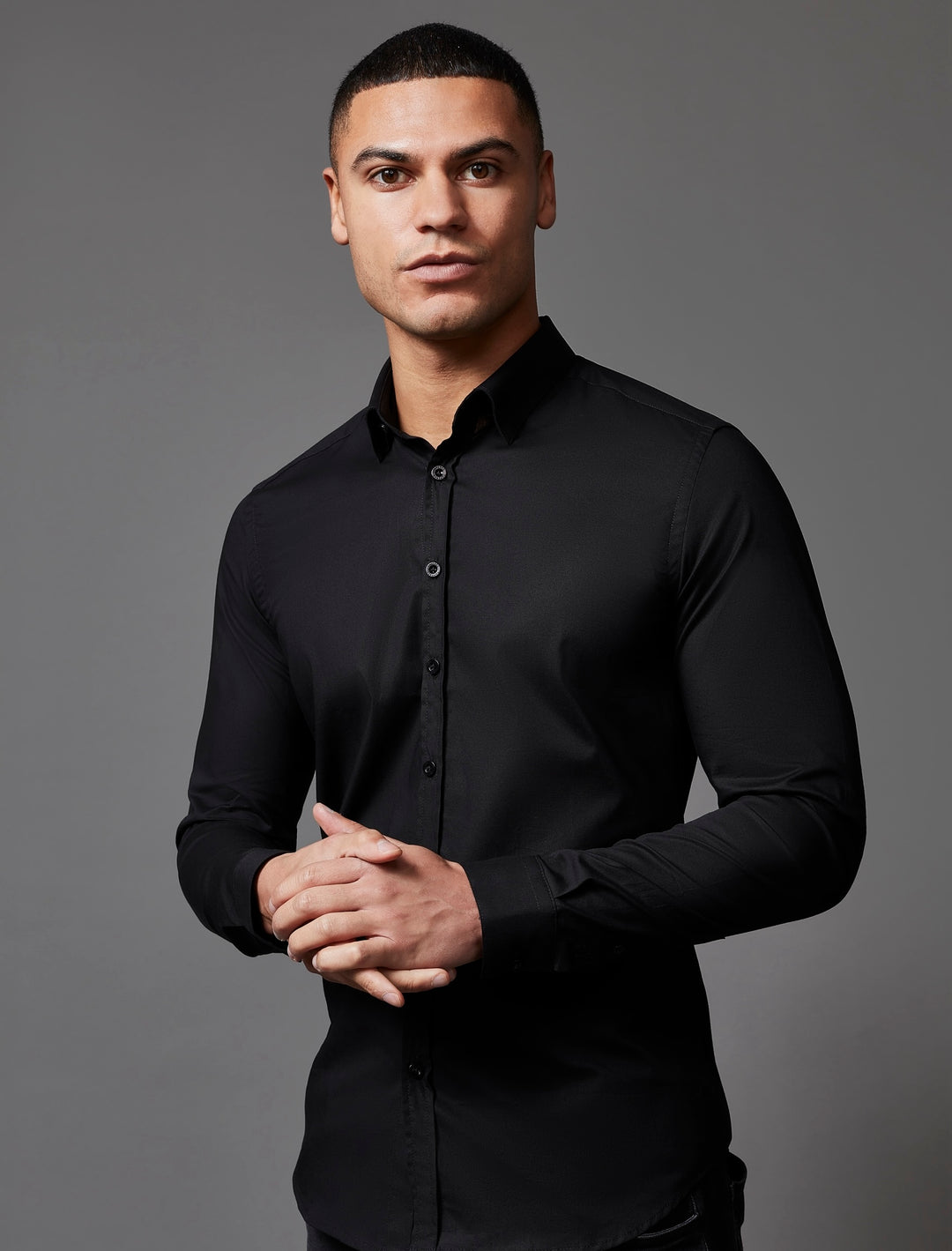 Black Tapered Fit Shirt - Muscle Fitted Black Shirt | Tapered Menswear Black Tapered Fit Shirt - Muscle Fitted Black Shirt | Tapered Menswear