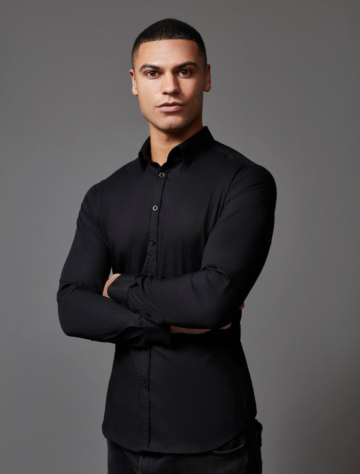 Black Tapered Fit Shirt