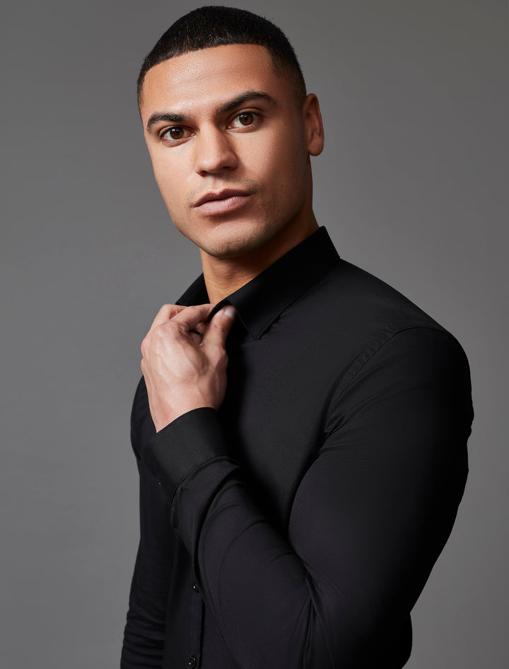 Black Tapered Fit Shirt