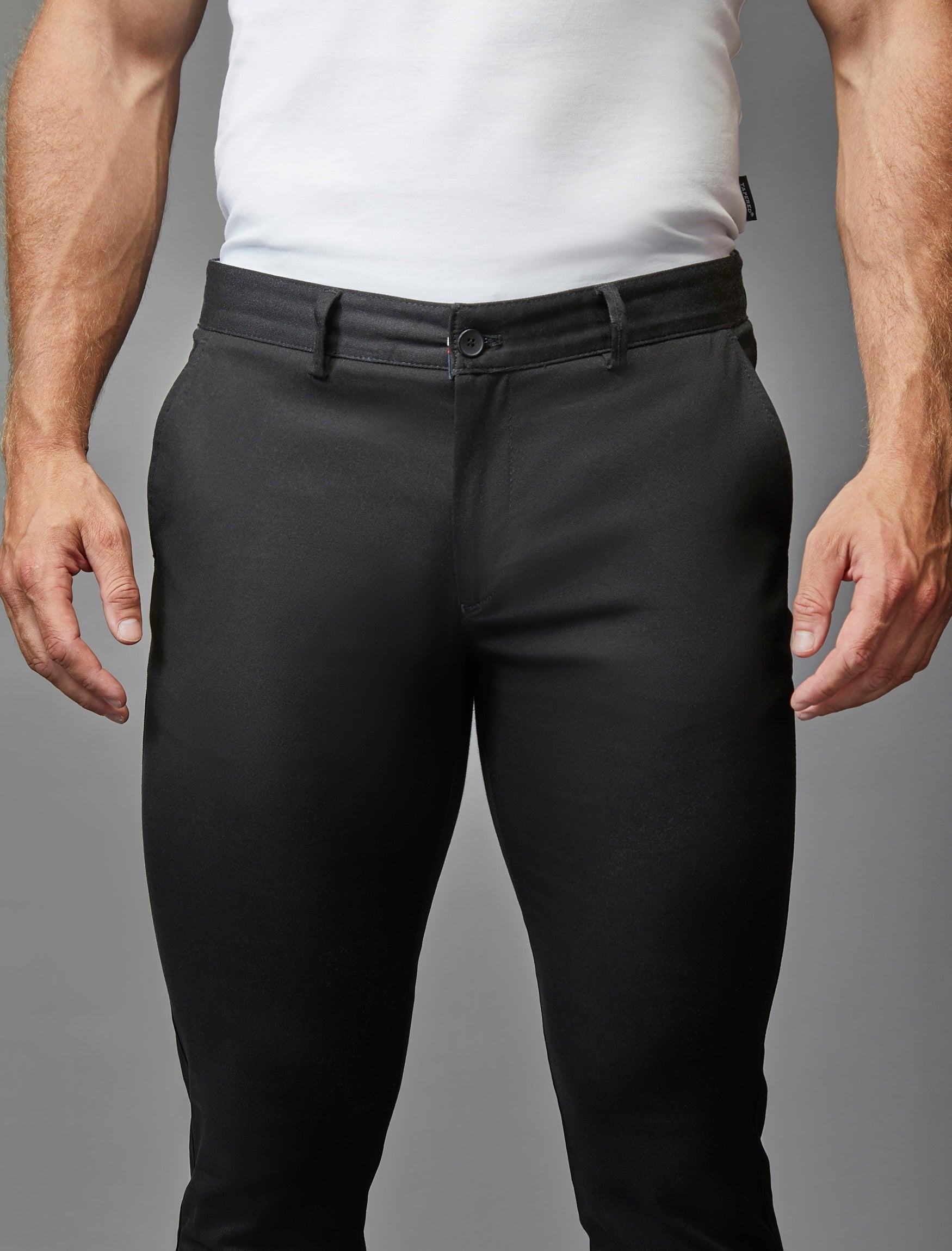 Black Athletic Fit Stretch Tapered Chinos Tapered Menswear