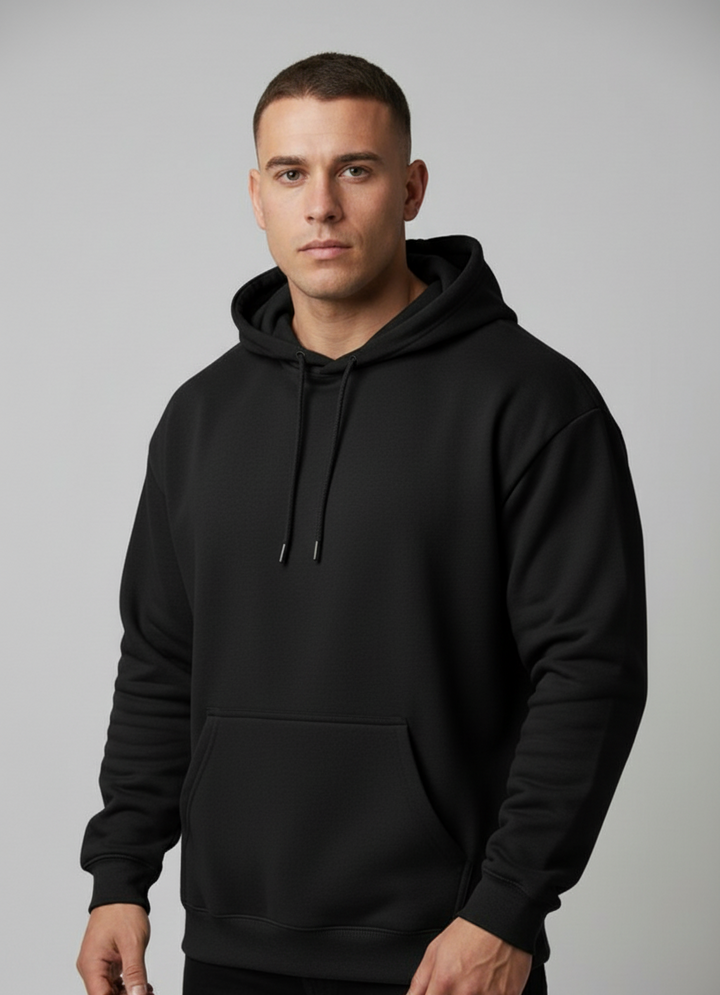 Relaxed Taper Pullover Hoodie - Black