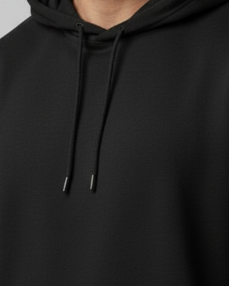 Relaxed Taper Pullover Hoodie - Black