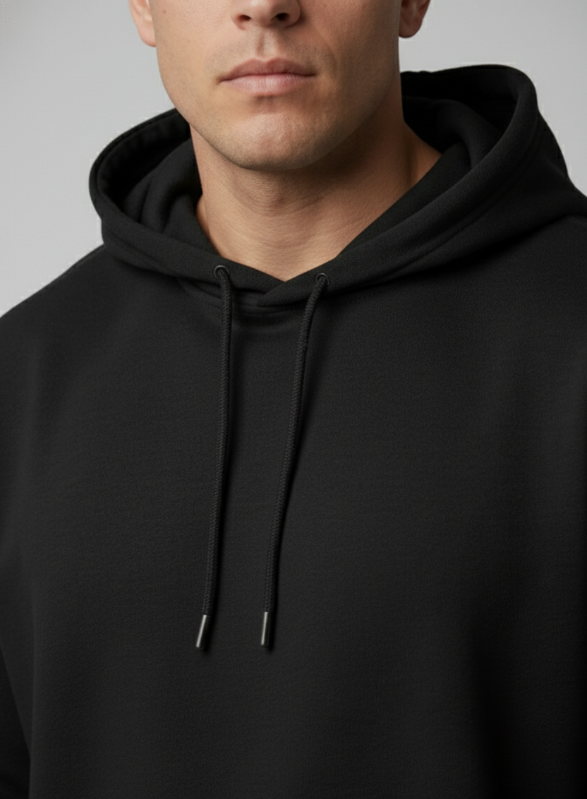 Relaxed Taper Pullover Hoodie - Black