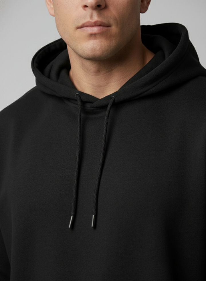Relaxed Taper Pullover Hoodie - Black