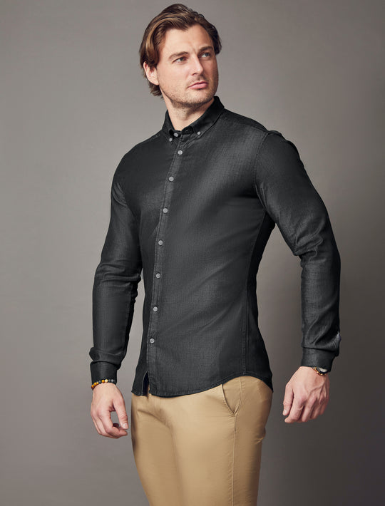 Black Denim Tapered Fit Shirt