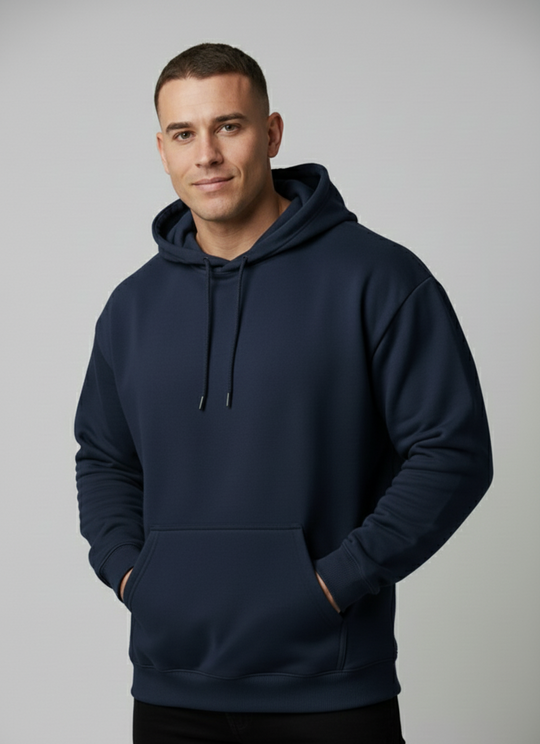 Relaxed Taper Pullover Hoodie - Navy