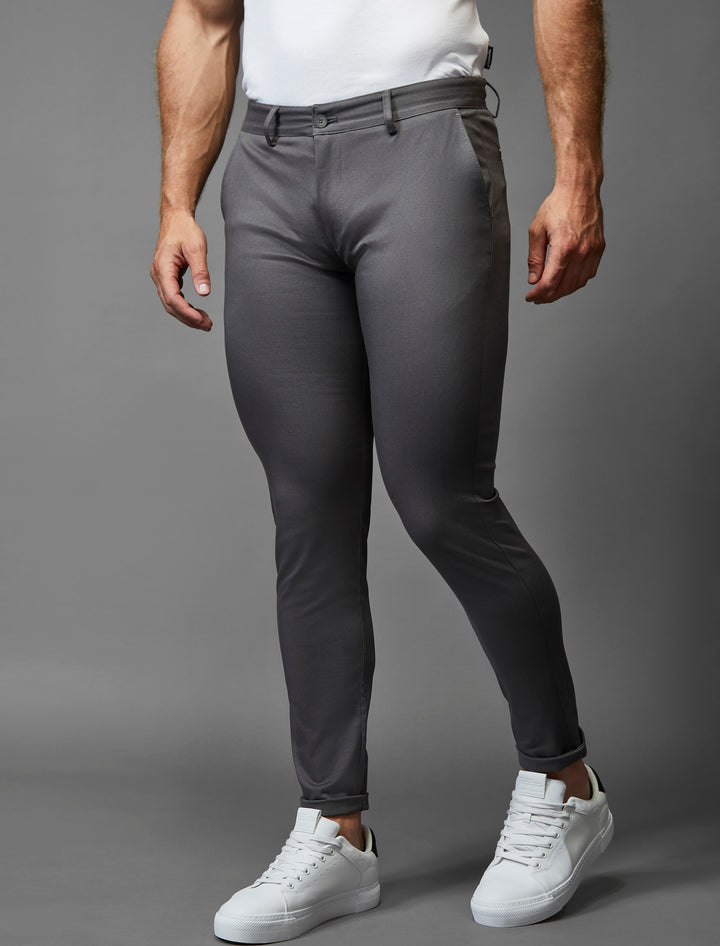 Tapered Menswear's grey chinos, meticulously designed in an athletic fit and infused with stretch.