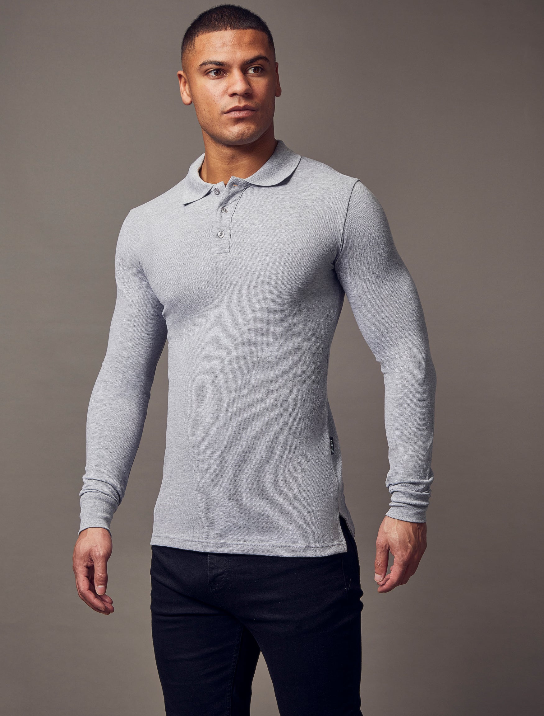 Grey Tapered Fit Polo Shirt Tapered Polo Shirts Tapered Menswear