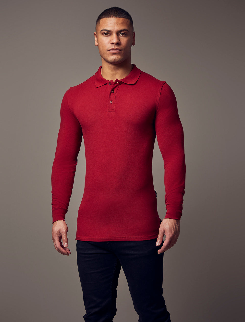 burgundy tapered fit polo shirt by Tapered Menswear, showcasing the muscle fit design for a refined and comfortable silhouette