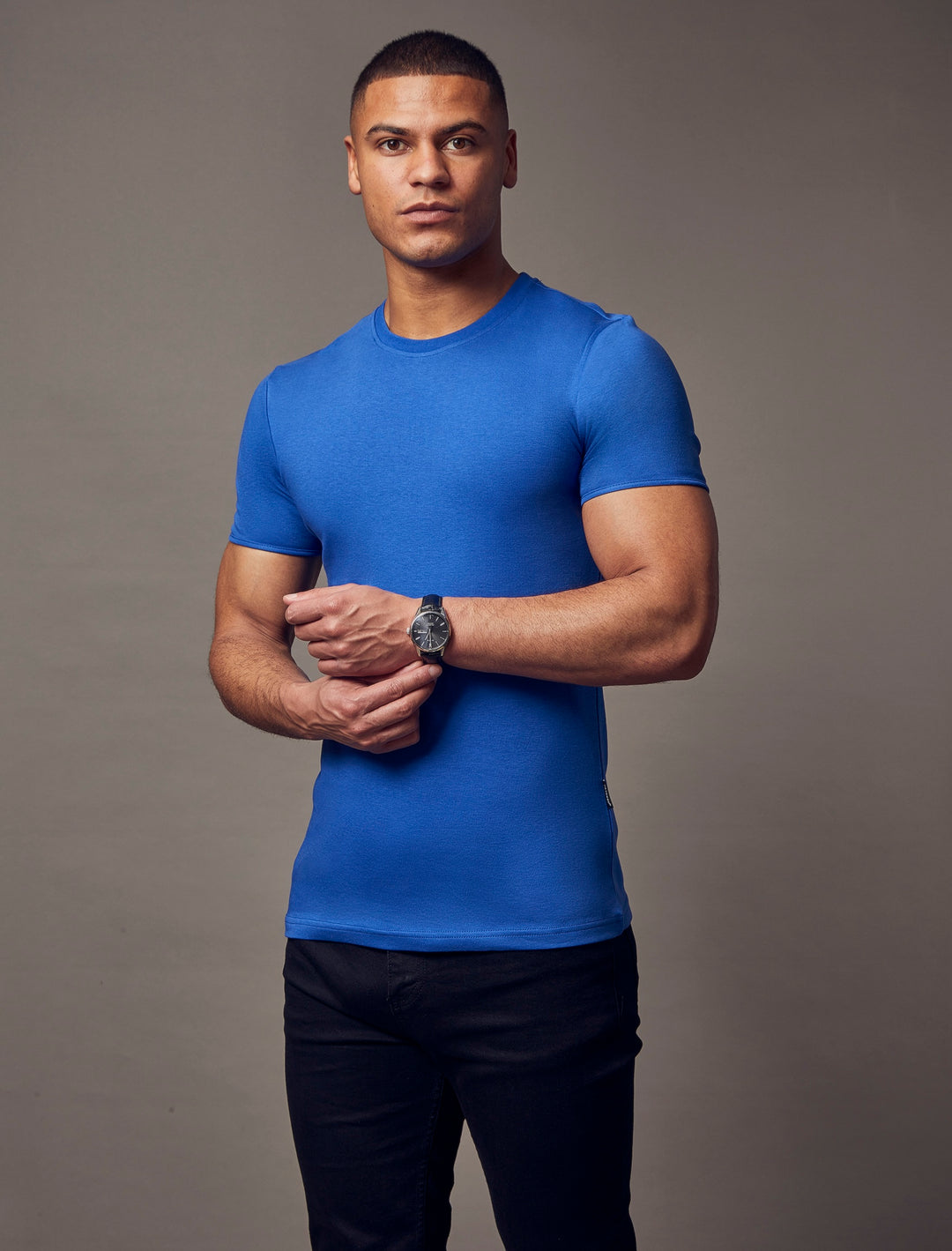 Tapered Tapered T-Shirt Indigo Fit Menswear Shirt Blue | Royal Blue T -