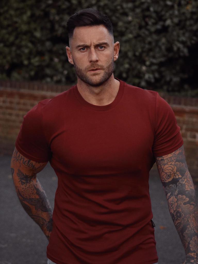 burgundy Tapered fit t shirt by Tapered Menswear