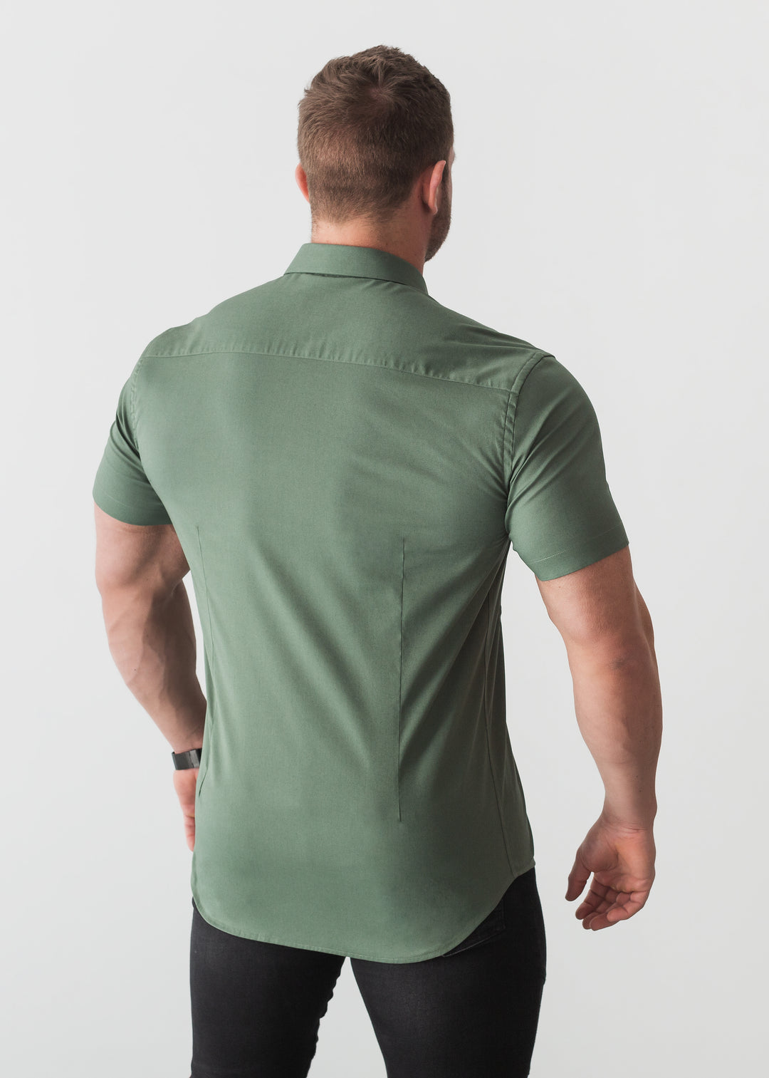 Olive Short Sleeve Tapered Fit Shirt