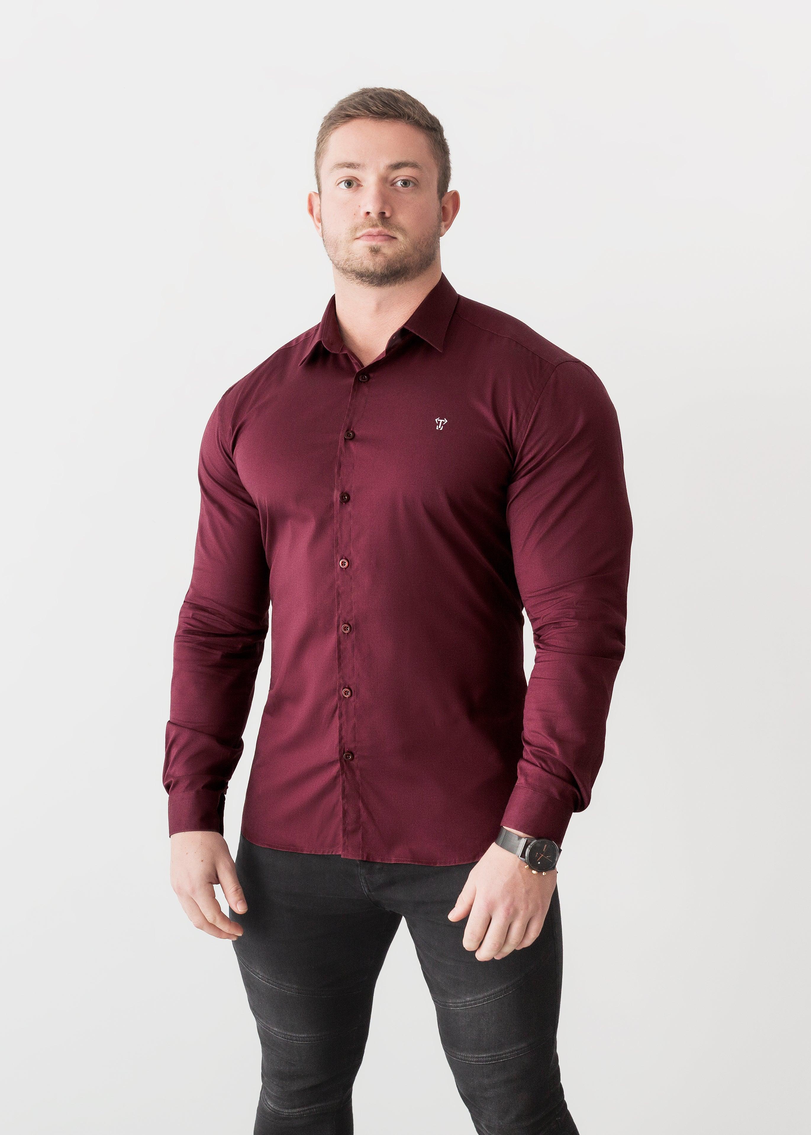 Maroon shirt mens fashion store