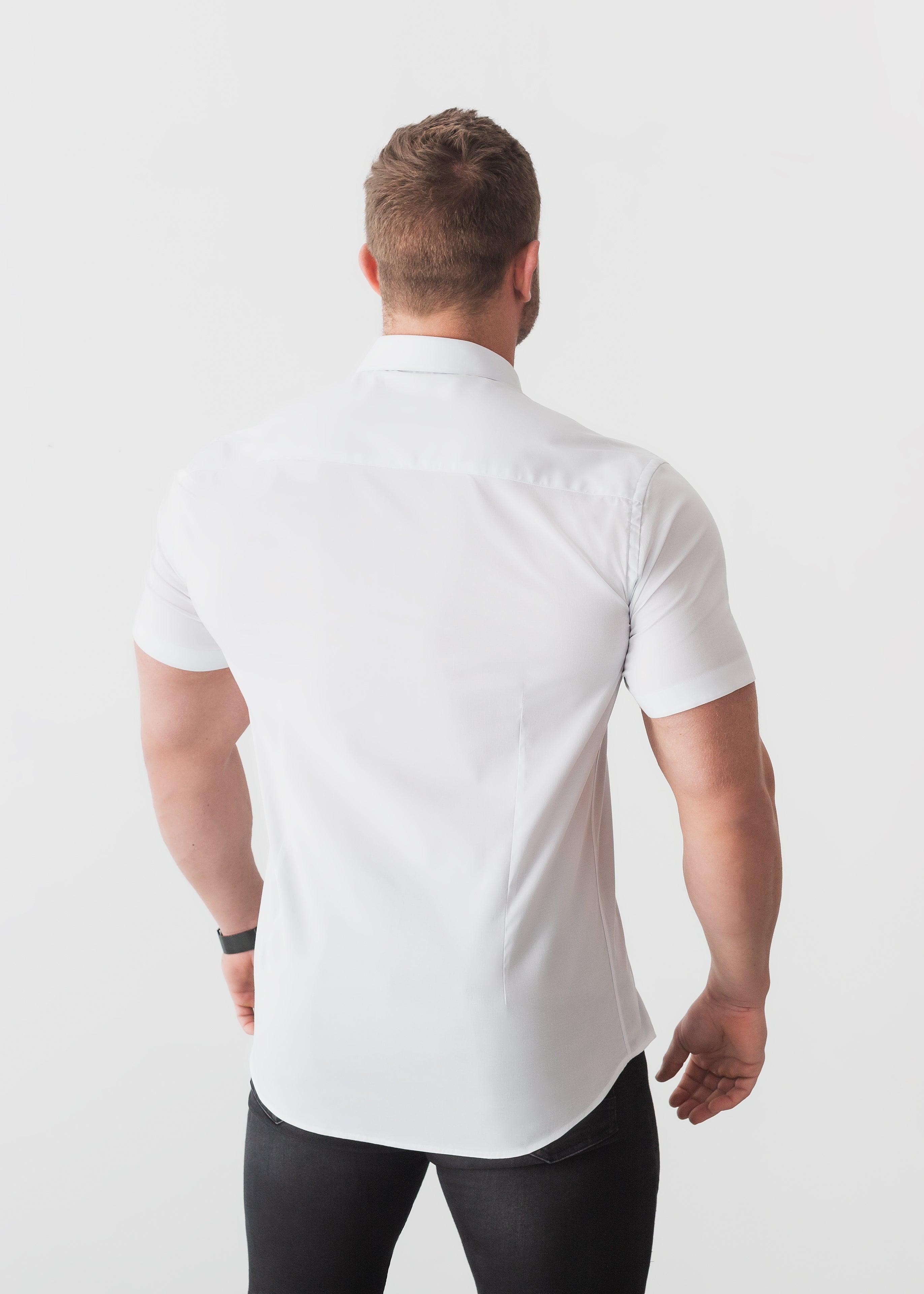 Mens white muscle fit short sleeve shirt shop