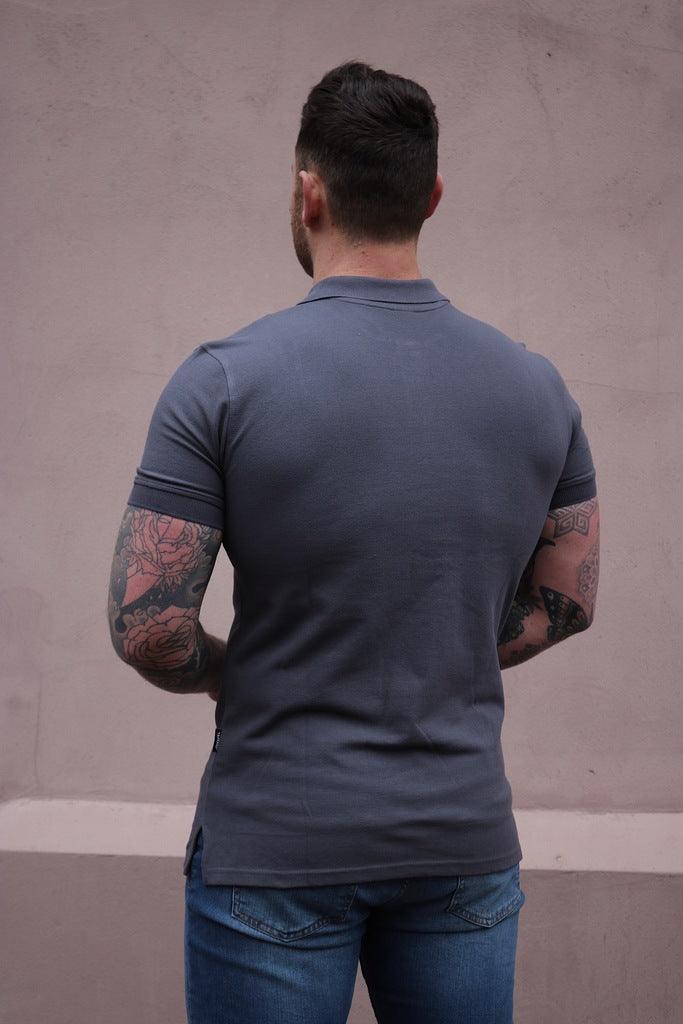 Dark Grey short sleeve muscle fit polo by tapered