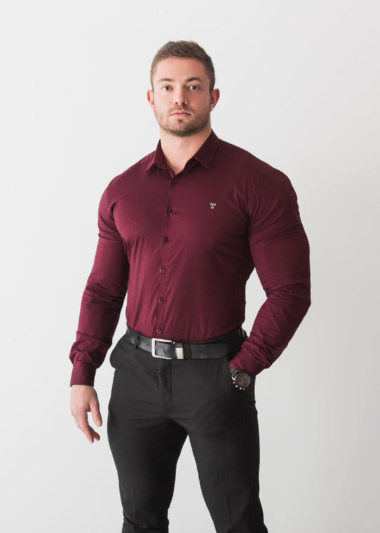 Burgundy Tapered Fit Bodybuilder Shirt