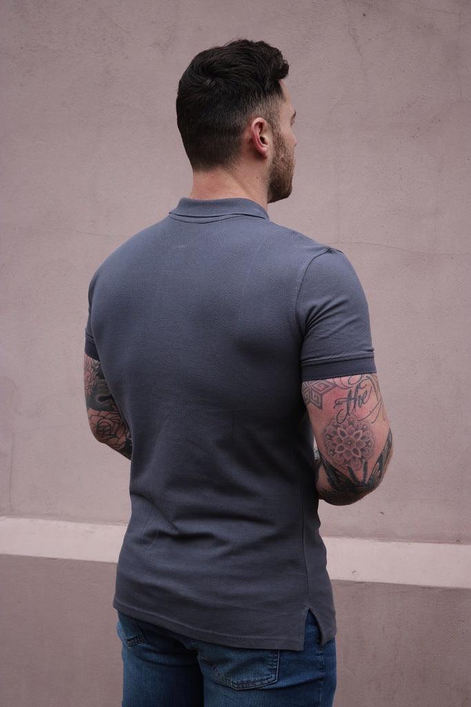 Grey short sleeve muscle fit polo