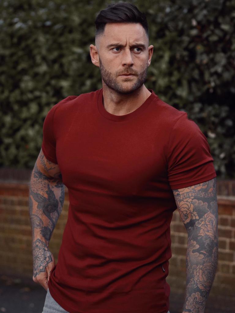 burgundy Muscle fit t shirt by Tapered Menswear