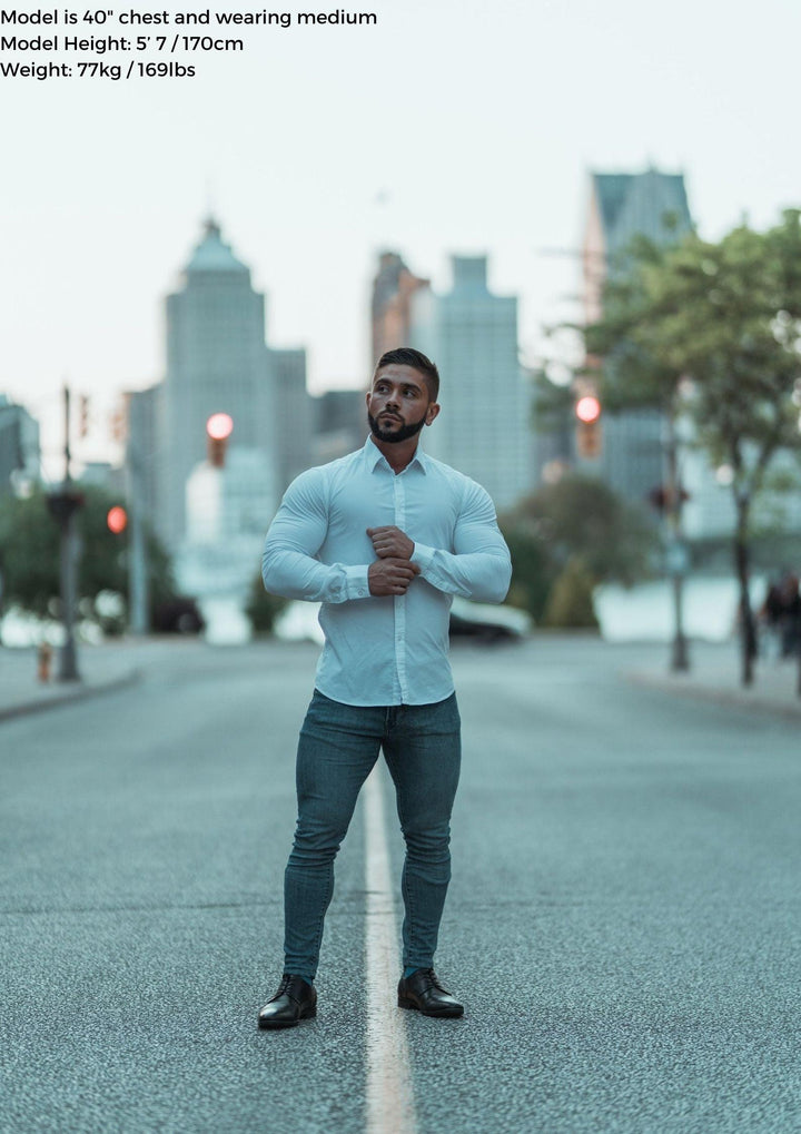 Muscle fit shirt in White by Tapered Menswear