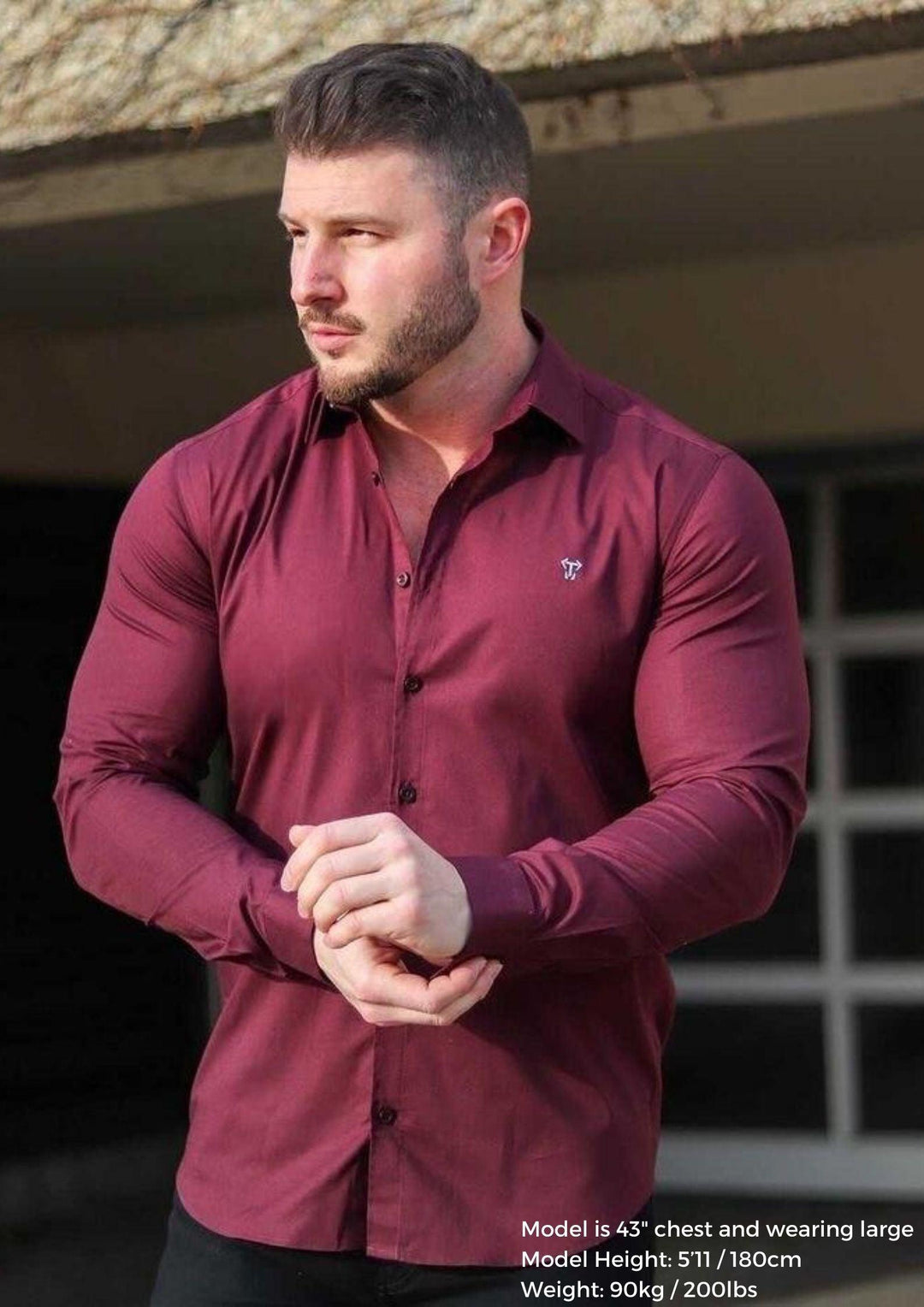 burgundy muscle fit shirt by Tapered Menswear