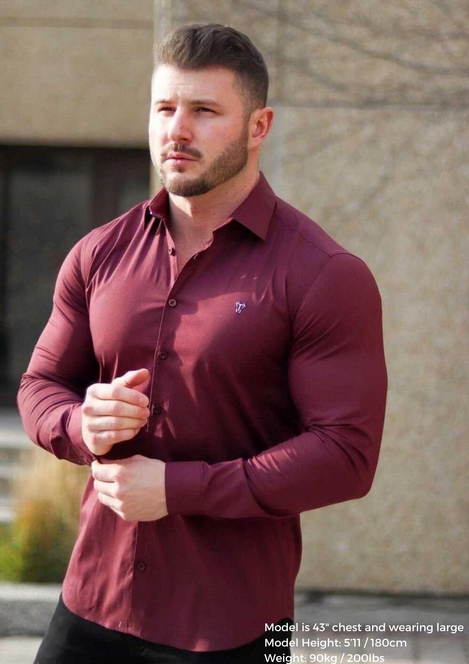 Burgundy Tapered Fit Shirt Tapered Shirt Tapered Menswear