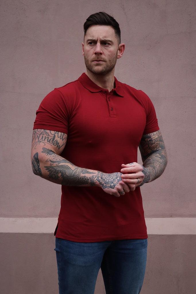 Short Sleeve Burgundy Muscle Fit Polo shirt