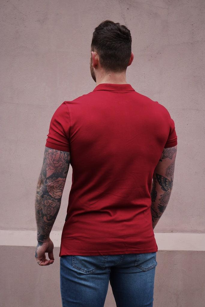Short Sleeve Burgundy Muscle Fit Polo back